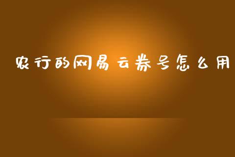 农行的网易云券号怎么用_https://wap.letulww.com_融资租赁_第1张