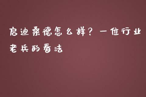 启迪桑德怎么样？一位行业老兵的看法_https://wap.letulww.com_投资管理_第1张