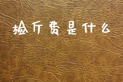 检斤费是什么_https://wap.letulww.com_投资策略_第1张