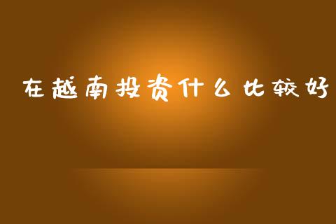 在越南投资什么比较好_https://wap.letulww.com_投资策略_第1张