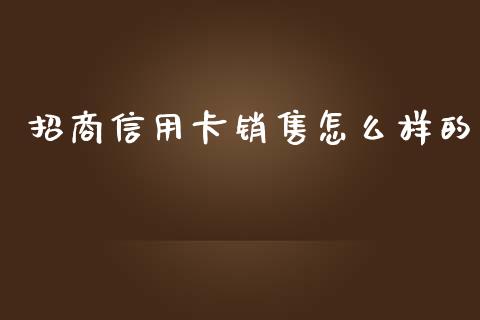 招商信用卡销售怎么样的_https://wap.letulww.com_投资策略_第1张