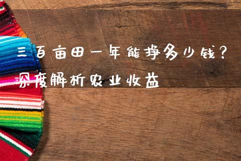三百亩田一年能挣多少钱？深度解析农业收益_https://wap.letulww.com_投资管理_第1张