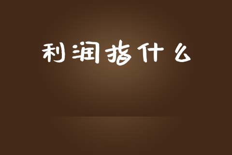 利润指什么_https://wap.letulww.com_融资租赁_第1张
