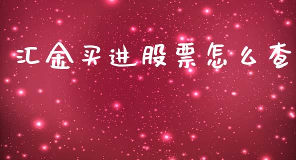 汇金买进股票怎么查_https://wap.letulww.com_投资策略_第1张