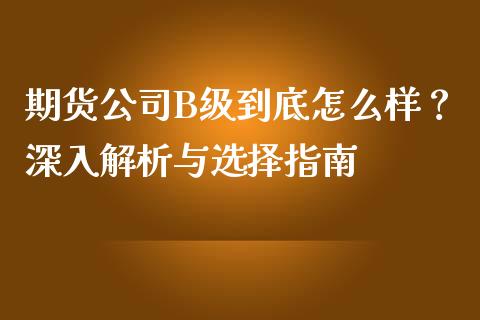 期货公司B级到底怎么样？深入解析与选择指南_https://wap.letulww.com_投资策略_第1张