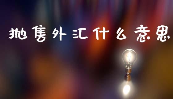 抛售外汇什么意思_https://wap.letulww.com_融资租赁_第1张
