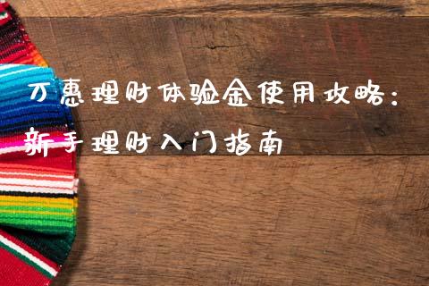 万惠理财体验金使用攻略：新手理财入门指南_https://wap.letulww.com_投资策略_第1张