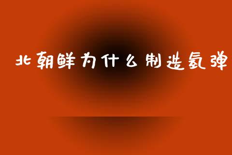 北朝鲜为什么制造氢弹_https://wap.letulww.com_外汇交易_第1张