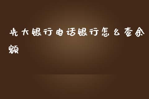 光大银行电话银行怎么查余额_https://wap.letulww.com_投资策略_第1张