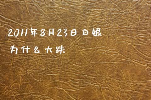 2011年8月23日白银为什么大跌_https://wap.letulww.com_投资策略_第1张