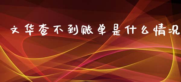 文华查不到账单是什么情况_https://wap.letulww.com_投资策略_第1张