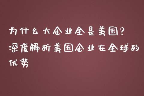 为什么大企业全是美国？ 深度解析美国企业在全球的优势_https://wap.letulww.com_融资租赁_第1张