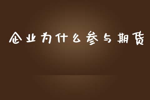 企业为什么参与期货_https://wap.letulww.com_投资管理_第1张