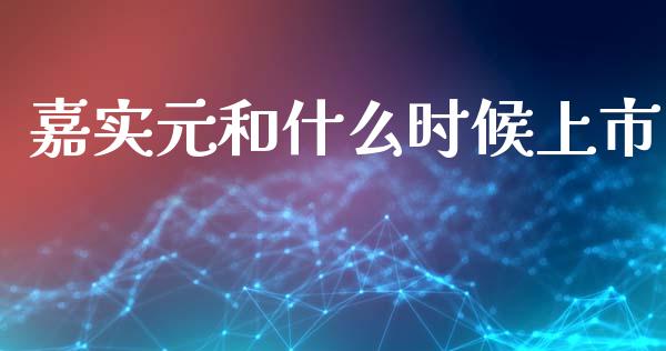 嘉实元和什么时候上市_https://wap.letulww.com_投资策略_第1张