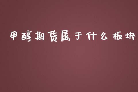 甲醇期货属于什么板块_https://wap.letulww.com_投资管理_第1张