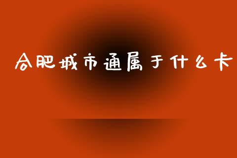 合肥城市通属于什么卡_https://wap.letulww.com_投资策略_第1张
