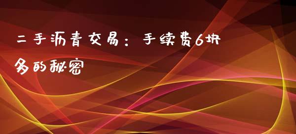 二手沥青交易：手续费6块多的秘密_https://wap.letulww.com_外汇交易_第1张