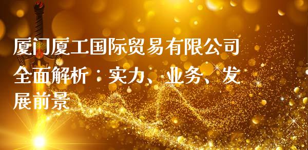 厦门厦工国际贸易有限公司全面解析：实力、业务、发展前景_https://wap.letulww.com_投资策略_第1张