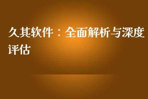 久其软件：全面解析与深度评估_https://wap.letulww.com_外汇交易_第1张