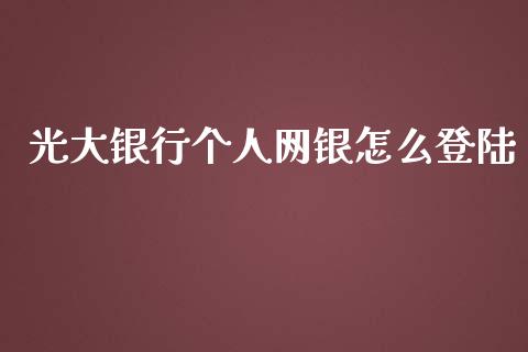 光大银行个人网银怎么登陆_https://wap.letulww.com_外汇交易_第1张