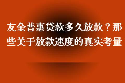 友金普惠贷款多久放款？那些关于放款速度的真实考量_https://wap.letulww.com_外汇交易_第1张