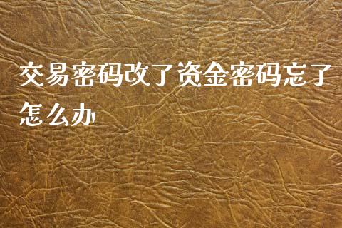 交易密码改了资金密码忘了怎么办_https://wap.letulww.com_投资管理_第1张