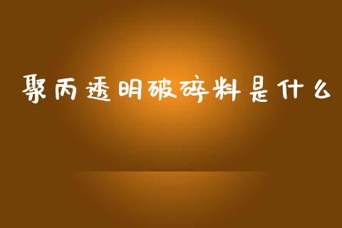 聚丙透明破碎料是什么_https://wap.letulww.com_融资租赁_第1张