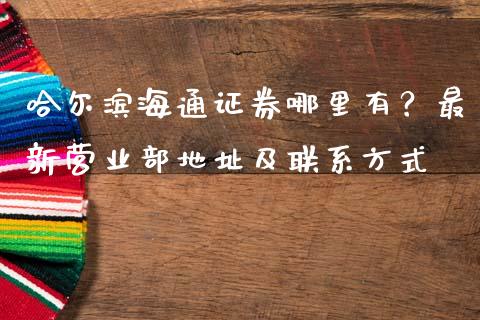 哈尔滨海通证券哪里有？最新营业部地址及联系方式_https://wap.letulww.com_融资租赁_第1张