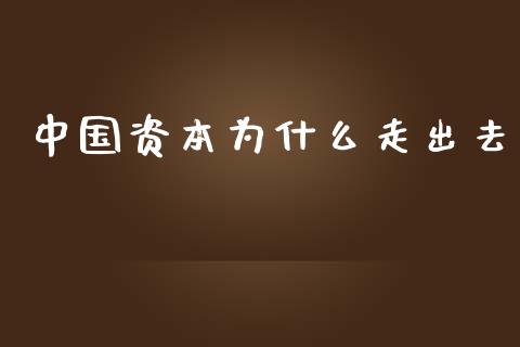 中国资本为什么走出去_https://wap.letulww.com_投资策略_第1张