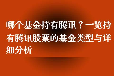 哪个基金持有腾讯？一览持有腾讯股票的基金类型与详细分析_https://wap.letulww.com_投资管理_第1张