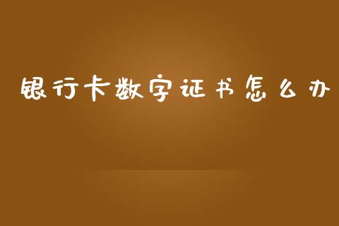 银行卡数字证书怎么办_https://wap.letulww.com_投资策略_第1张