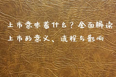上市意味着什么？全面解读上市的意义、流程与影响_https://wap.letulww.com_投资管理_第1张