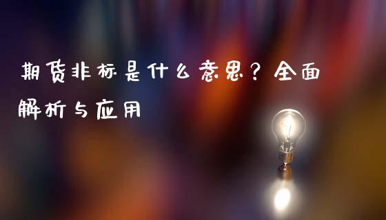 期货非标是什么意思？全面解析与应用_https://wap.letulww.com_投资策略_第1张