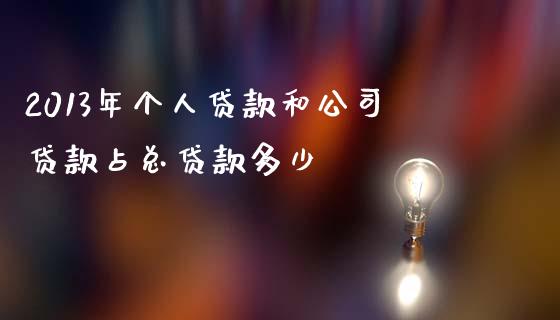 2013年个人贷款和公司贷款占总贷款多少_https://wap.letulww.com_投资策略_第1张