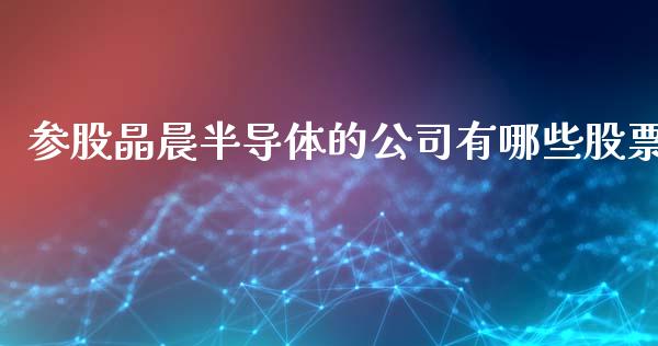 参股晶晨半导体的公司有哪些股票_https://wap.letulww.com_投资管理_第1张