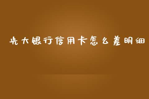 光大银行信用卡怎么差明细_https://wap.letulww.com_外汇交易_第1张