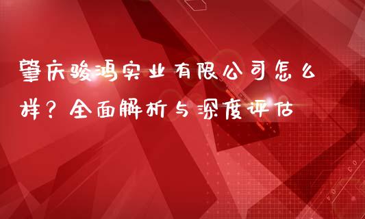 肇庆骏鸿实业有限公司怎么样？全面解析与深度评估_https://wap.letulww.com_投资策略_第1张