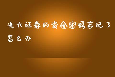 光大证券的资金密码忘记了怎么办_https://wap.letulww.com_投资策略_第1张