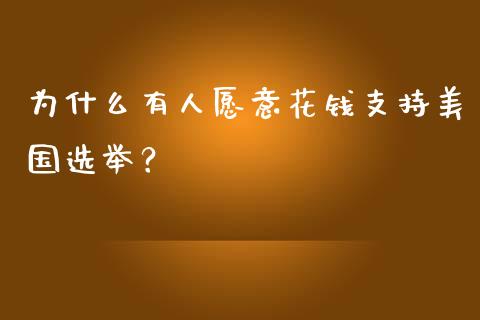 为什么有人愿意花钱支持美国选举？_https://wap.letulww.com_投资管理_第1张